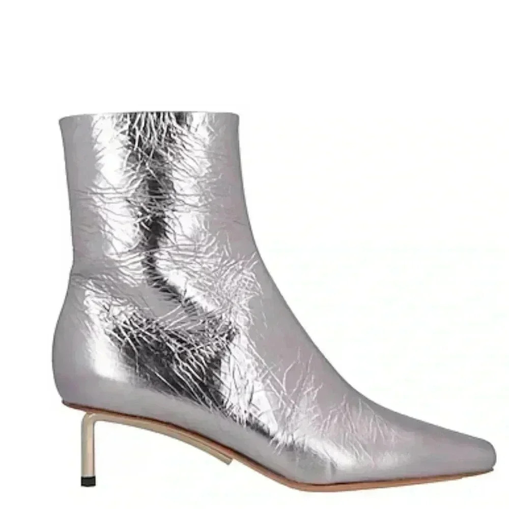 New OFF-White Silver Allen Metal Ankle BootOff-White c/o Virgil Abloh